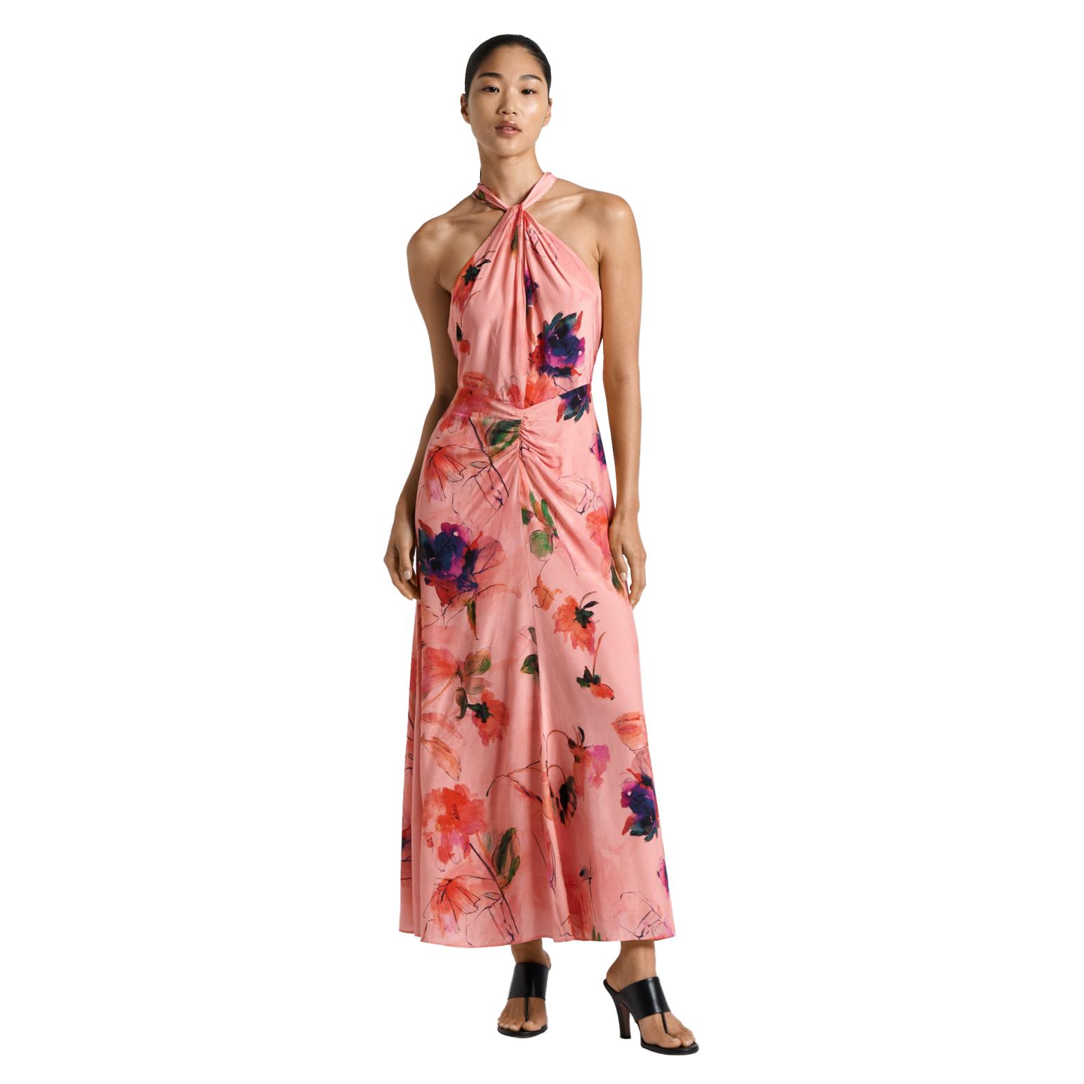 Cue Watercolour Floral Halter Midi Dress